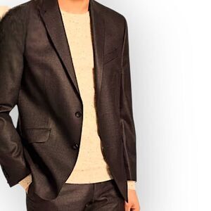 Kenneth Cole Reaction Mens Techni-Cole Blazer Sz 38R Sharkskin Brown Designer